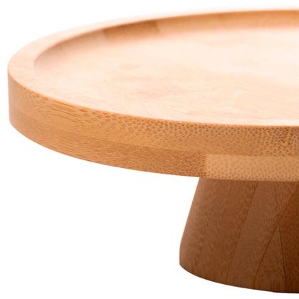 Imagem de Boleira de Bambu Prato Porta Bolo com Pé Suporte 18x7cm Lyor