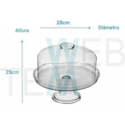 Imagem de Boleira de Vidro com Pé e Tampa Vitazza Prato 28cm para Bolo, Doce, Sobremesa, Decoração, Organização, Mesa Posta Elegante e Sustentável