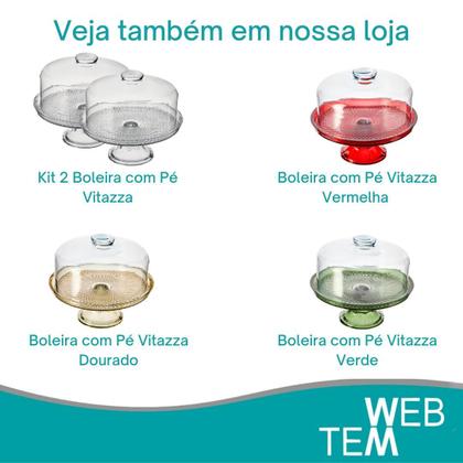 Imagem de Boleira de Vidro com Pé e Tampa Vitazza Prato 28cm para Bolo, Doce, Sobremesa, Decoração, Organização, Mesa Posta Elegante e Sustentável