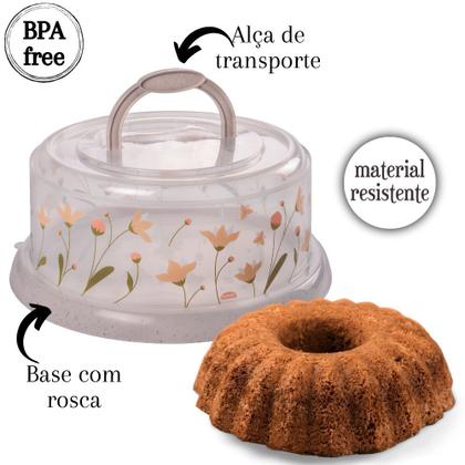 Imagem de Boleira decorada com alça e rosca marmorizado Plasutil ref.6692