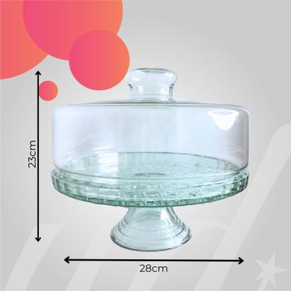 Imagem de Boleira porta bolo de vidro com tampa e pé pedestal
