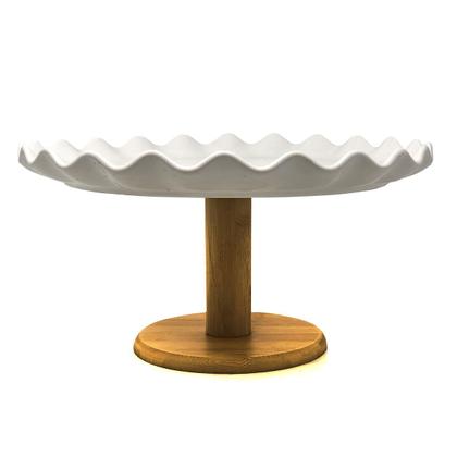 Imagem de Boleira Porta Bolos Base Cerâmica Tampa Vidro Bandeja Suporte Alimentos Prato Bailarina Pedestal Bolos Confeitaria Cozinha