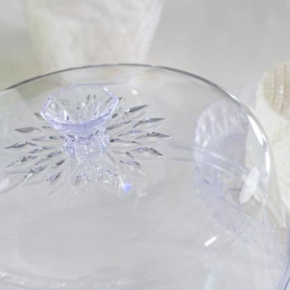 Imagem de Boleira Porta Bolos Tortas Queijos Com Tampa Cúpula Glamour 26 cm Sobremesas Mesa Posta Acrílico Plasútil Torteira Transparente