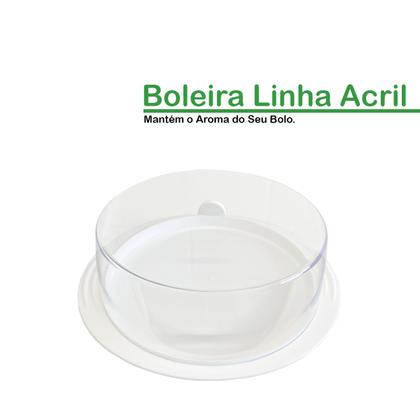 Imagem de Boleira Tampa Acrílica Transparente Prato Porta Bolo Confeitaria Doces Torta Elegante Resistente