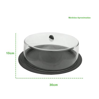 Imagem de Boleira Tampa Acrílica Transparente Prato Porta Bolo Confeitaria Doces Torta Elegante Resistente