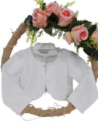 Imagem de Bolero Casaquinho Plush Luxo Bebê Menina Branco Zafielo 501