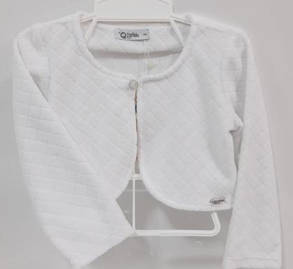 Imagem de Bolero Casaquinho Plush Luxo Bebê Menina Branco Zafielo 501