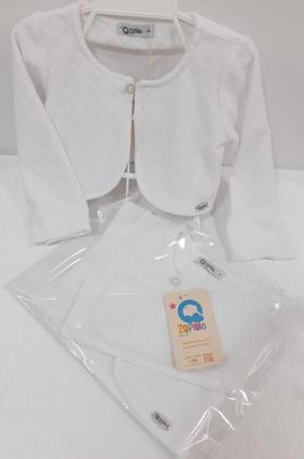 Imagem de Bolero Casaquinho Plush Luxo Bebê Menina Branco Zafielo 501