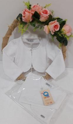 Imagem de Bolero Casaquinho Plush Luxo Bebê Menina Branco Zafielo 501