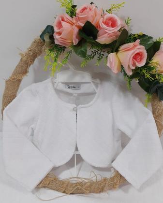 Imagem de Bolero Casaquinho Plush Luxo Bebê Menina Branco Zafielo 501