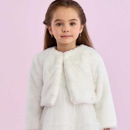 Imagem de Bolero Infantil Feminino em Pelo na cor Off White - Petit cherie
