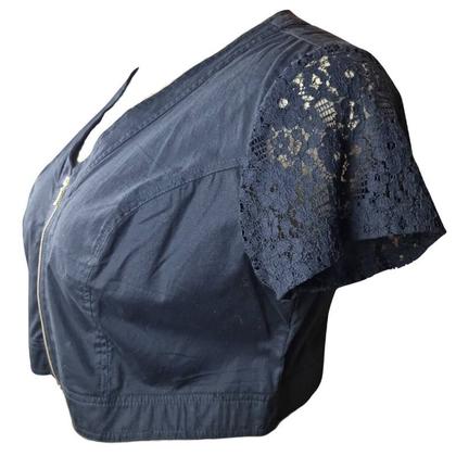 Imagem de Bolero Manga Curta Zíper Program Preto Rendas