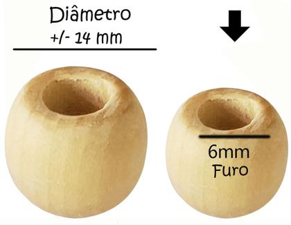 Imagem de Bolinha De Madeira Natural Conta Artesanato Olho 14 mm
