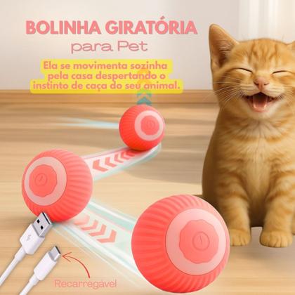 Imagem de Bolinha Interativa Giratória 2.0 para Cachorro e Gato Brinquedo Inteligente Corre e Gira Sozinha