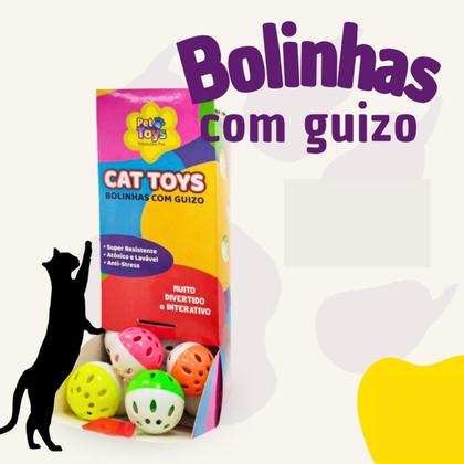 Imagem de Bolinhas Com Guizo Interativa Gatos Brinquedo Pet C/36 Unid