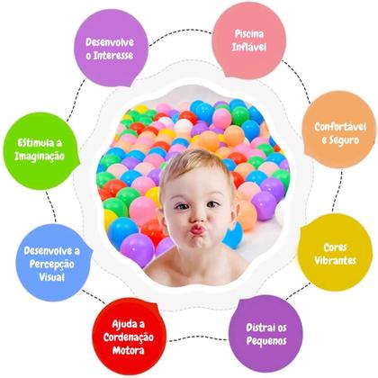 Imagem de Bolinhas Para Piscina Infantil Coloridas Alto Brilho Não Amassam 100 Unidades