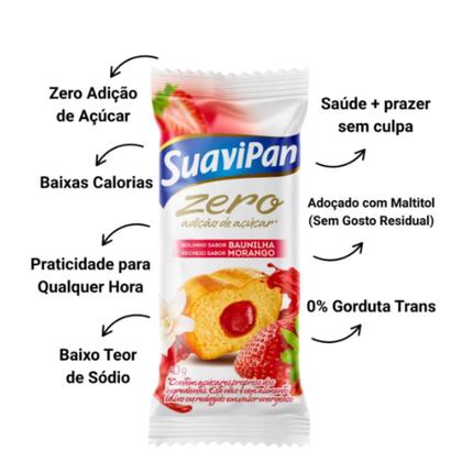 Imagem de Bolinho zero açúcar baunilha com morango - 12x40g suavipan