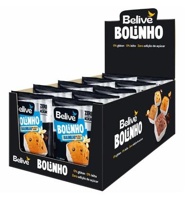 Imagem de Bolinho Zero Leite, Zero Glúten, Zero Açúcar Baunilha com Chocolate Belive contendo 10 unidades de 40g cada