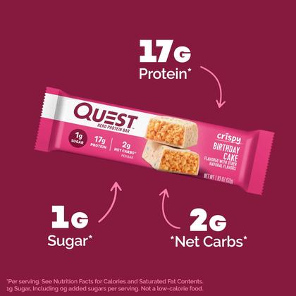 Imagem de Bolo de aniversário crocante Protein Bar Quest Nutrition 12x52g