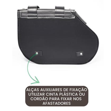 Imagem de Bolsa Alforge Lateral Custom Cravo 30 Litros + Afastador Kawasaki Eliminator 500 Par