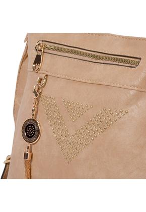 Imagem de Bolsa Ampla Resistente Prática Bege Trabalhada