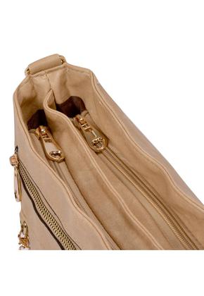 Imagem de Bolsa Ampla Resistente Prática Bege Trabalhada