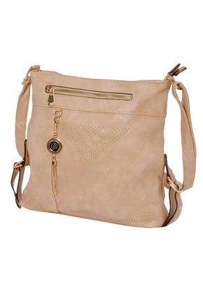 Imagem de Bolsa Ampla Resistente Prática Bege Trabalhada