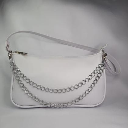 Imagem de Bolsa Baguete Branca Correntes