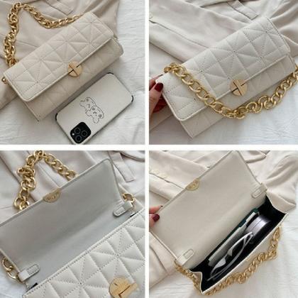 Imagem de Bolsa Baguete Feminina Mão Ombro Alça Corrente Pequena