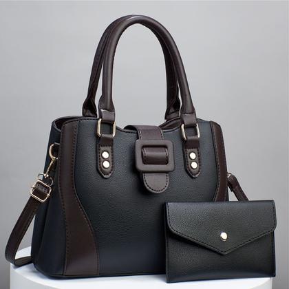 Imagem de Bolsa Baú Grande Feminina Elegante De Mão E Alça Transversal COR: PRETO