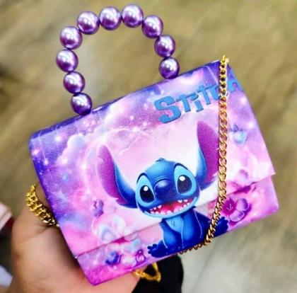 Imagem de Bolsa Bolsinha Infantil Mini Bag Alça Transversal Corrente Pérola Menina Personagem Disney Lilo Stitch Moda