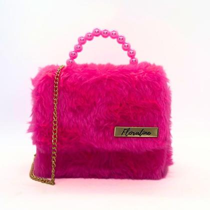 Imagem de Bolsa Bolsinha Pelúcia Feminina Adulto e Infantil Rosa