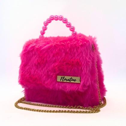 Imagem de Bolsa Bolsinha Pelúcia Feminina Adulto e Infantil Rosa
