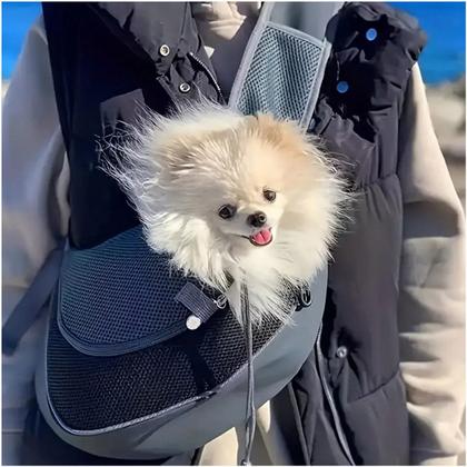 Imagem de Bolsa Canguru Cachorro Cao Gato Pet Mochila Carregador Pequeno Porte Costas Ombros Transversal Transporte Viagem Lazer Caminhada Passeio Animal de Est