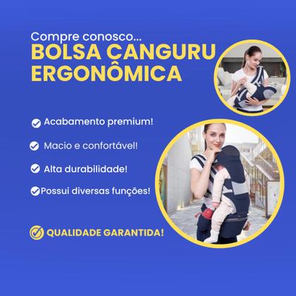 Imagem de Bolsa Canguru Ergonômica Bebe Neném Infantil Com Cinto Bolsos Reforçada
