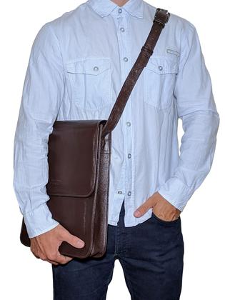 Imagem de Bolsa Capanga Carteiro Couro - Pasta Porta Notebook Tablet Celular Laptop