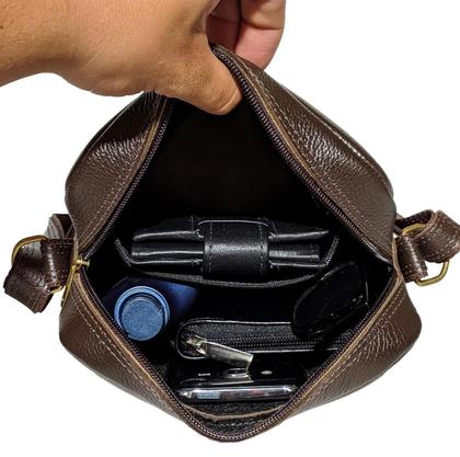 Imagem de Bolsa Capanga Masculina Necessaire Transversal Em Couro