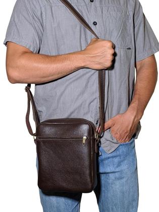 Imagem de Bolsa Capanga Masculina Necessaire Transversal Em Couro