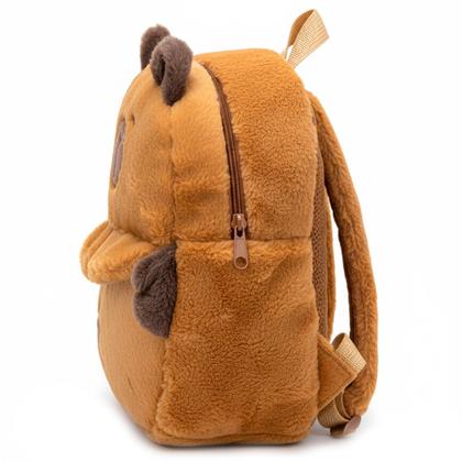 Imagem de Bolsa Capivara Infantil Mochila De Costas Juvenil Pelúcia Escolar Alça Macia Marrom