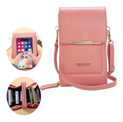 Bolsa Carteira De Couro Macio Porta celular De Tela Sensível Touch Forever  Better