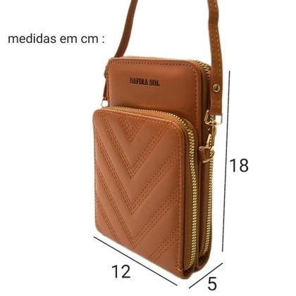 Imagem de Bolsa Carteira Feminina Transversal Porta Celular com Divisões 8813