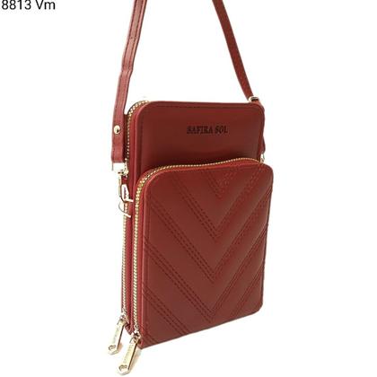 Imagem de Bolsa Carteira Feminina Transversal Porta Celular com Divisões 8813