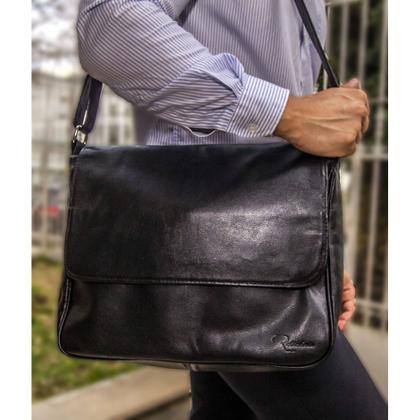 Imagem de Bolsa Carteiro de Couro Renné  Preta