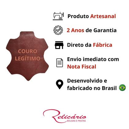 Imagem de Bolsa Carteiro Feminina de Couro Renné Jr.