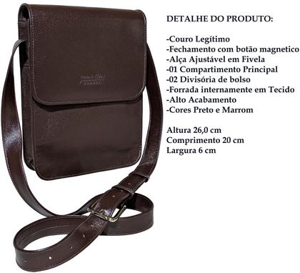 Imagem de Bolsa Carteiro Pasta Transversal Capanga Couro Porta Tablet