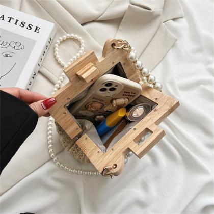 Imagem de Bolsa Casual com Base de Madeira