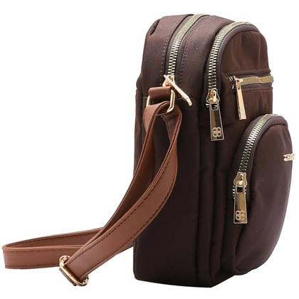 Imagem de Bolsa Chenson Feminina Nylon Microfibra Transversal 3184588 Cor:Café