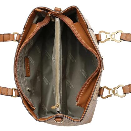 Imagem de Bolsa Chenson Satchel Grande Geométrica Feminina 3485621 Cor:Preto