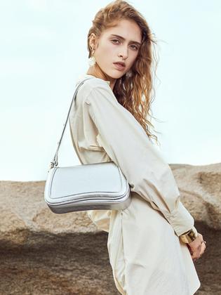 Imagem de Bolsa CLUCI Small Silver Crocodile Grain PU para mulheres