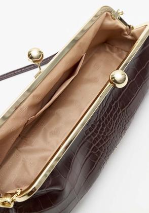 Imagem de Bolsa Clutch Couro Croco Moderna Marca Lança Perfume Marrom Cor:Marrom